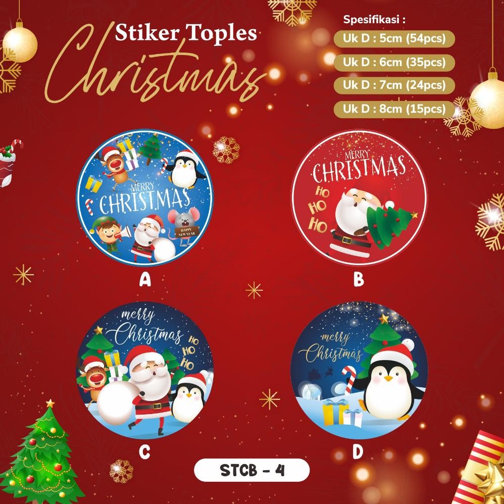 

Stock Stiker Natal / Christmas Sticker Toples Natal Label Kue Jar Xmas