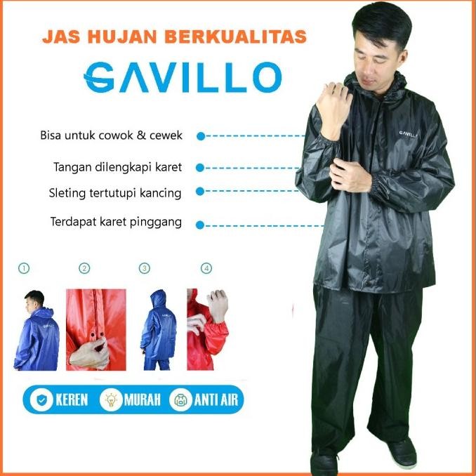 HRG DISKON Jas Hujan Pria Wanita Gavillo Setelan Mantel Ujan Murah Anti Rembes