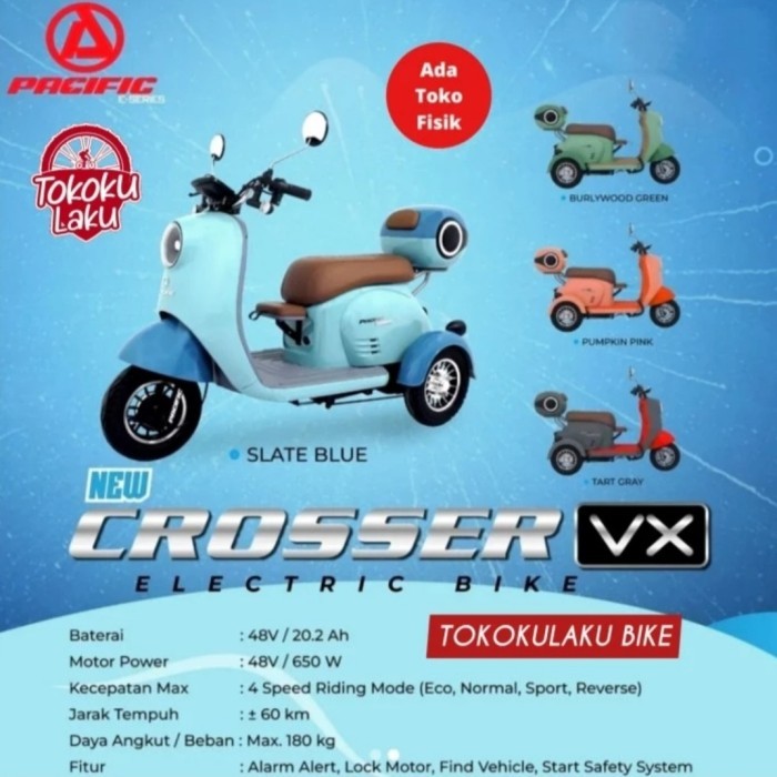 Promo Sepeda Motor Listrik Pacific Bike Crosser Electric Bike Ebike Roda 3