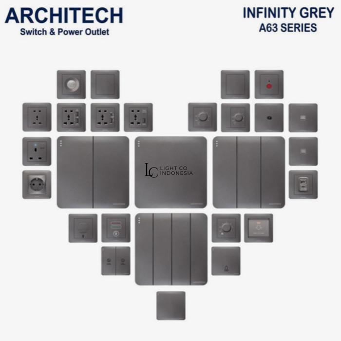 BERKUALITAS Saklar Architech Infinity GREY Series