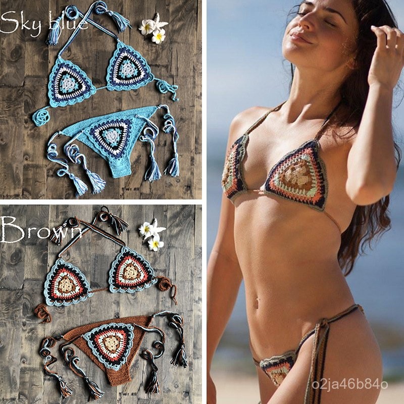 2020AliExpress New Color European and American Sexy Halter Lace-up Swimsuit Suit Bikini Ladies BIKIN