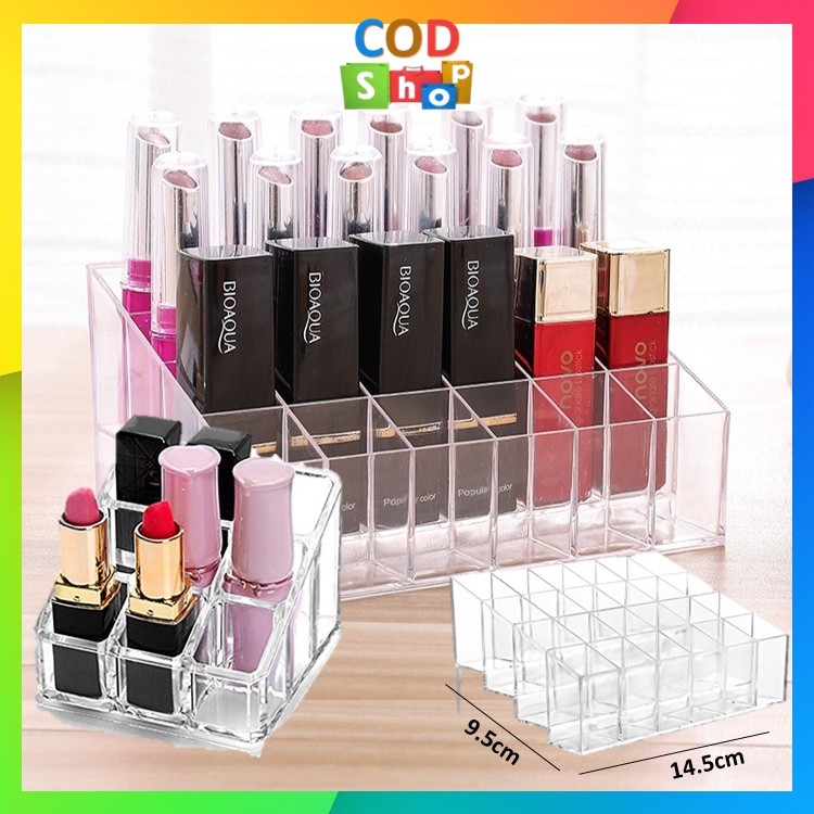 

murah COD - R5497 Rak Akrilik Tempat Lipstik / Rak Kutek Parfum / Tempat Lipstik Akrilik 24 Slot /