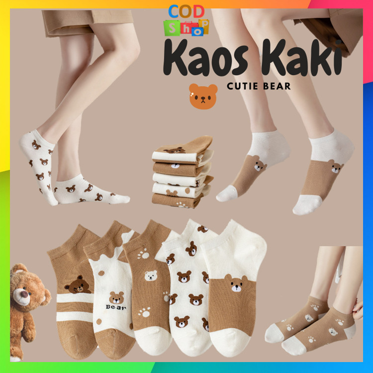 

murah COD - K5677 Kaos Kaki Wanita Motif Bear lucu / Kaos Kaki Beruang Cokelat Cute / Kaos Kaki Pria