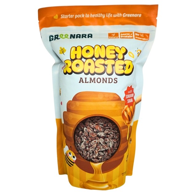 

S20518 GREENARA HONEY ROASTED KACANG ALMOND 120GR POUCH MAJU BERSAMA (20250429)