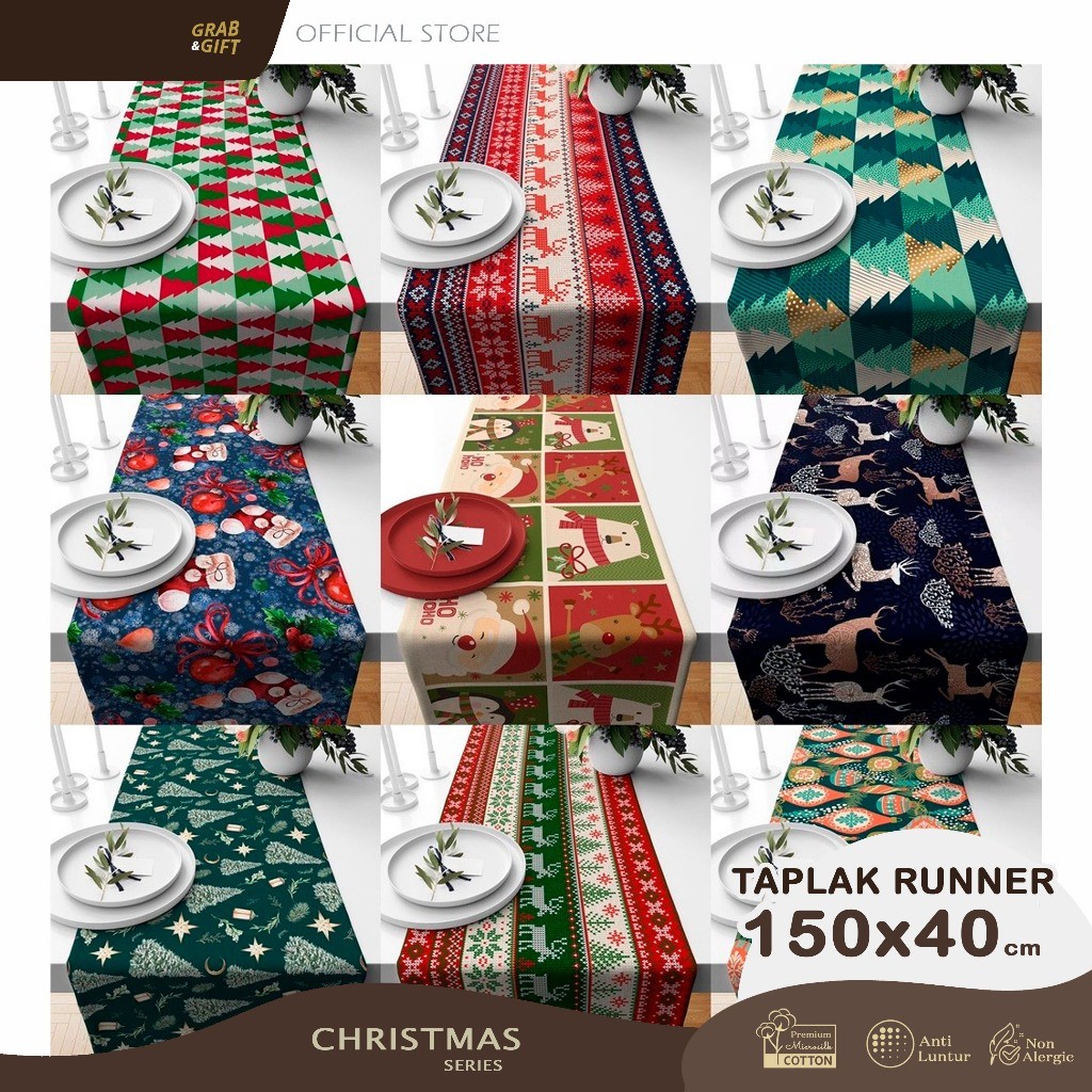 Table Runner / Taplak Meja Edisi Natal / Christmas Edition 140 x40 cm Bisa Custom