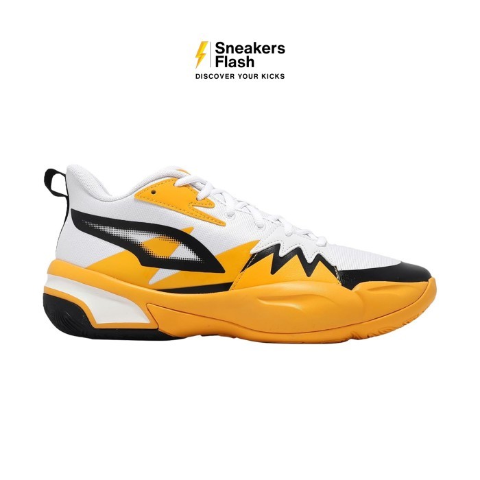 PUMA Genetics White Yellow Sizzle Sepatu Basket Pria - 37990503 - Size 44.5
