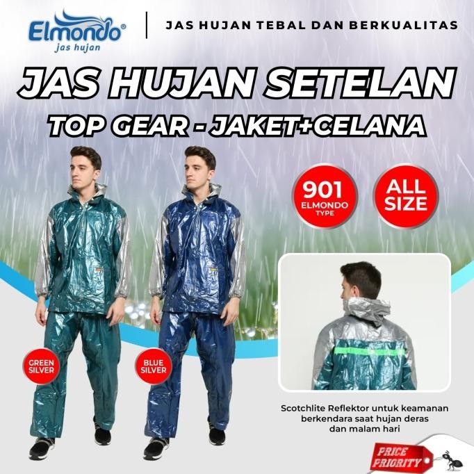 JAS HUJAN DEWASA SETELAN JAKET CELANA ELMONDO 901 TEBAL KARET