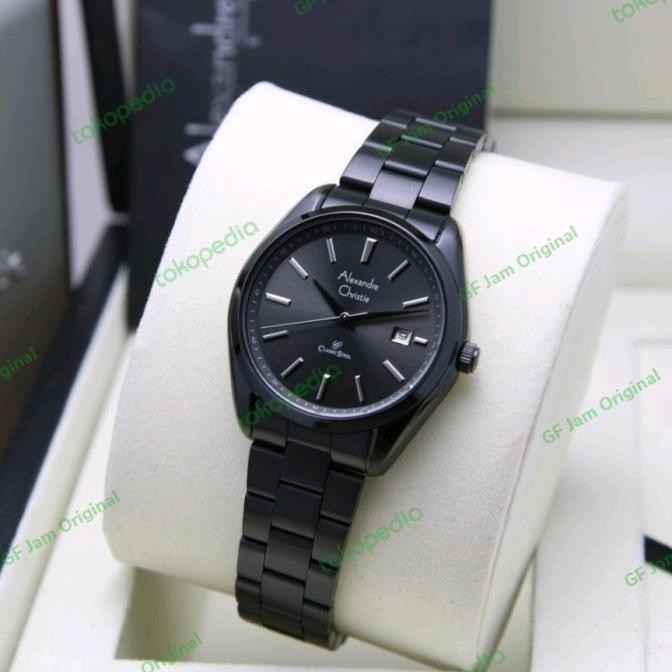 ALEXANDRE CHRISTIE AC8656 AC 8656 JAM WANITA BLACK STEEL ORIGINAL