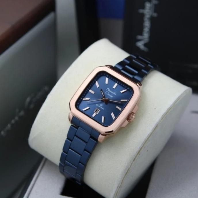 JAM TANGAN WANITA ALEXANDRE CHRISTIE AC8687 AC 8687 BLUE ROSEGOLD