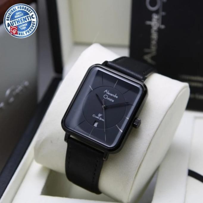 JAM TANGAN PRIA ALEXANDRE AC8662 AC 8662 BLACK LEATHER STRAP ORIGINA