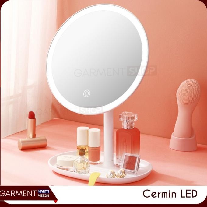 Sale Cermin Make Up Kaca Rias Lampu Led Bulat Bundar Standing Mirror