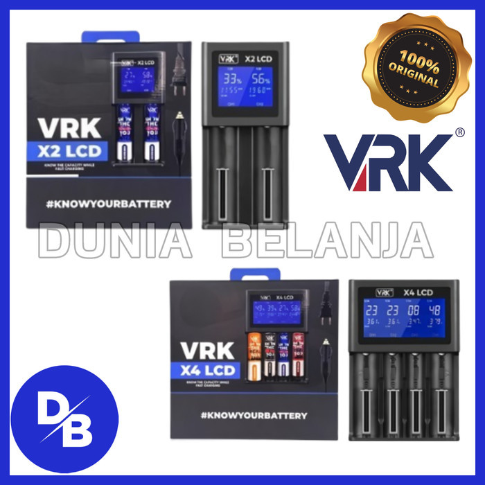 VRK X2 X4 LCD Battery Charger 2/4 Slot, Cas Baterai Fast Charging