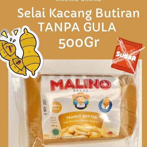 

Selai Kacang Butiran Peanut Butter Chunk Tanpa Gula 500Gr Malino Brand