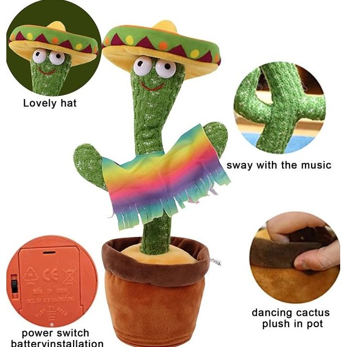 Cactus Toy Boneka Pintar Kaktus Joget joged Kaktus Goyang Menari Dance
