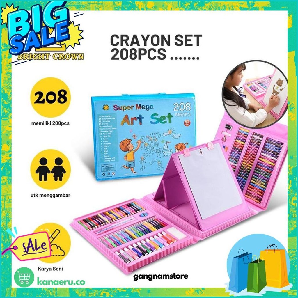 

Brightcrown Pensil Warna Crayon Set Isi 208Pcs & 150Pcs / Crayon Set Warna Cocok Menggambar Mewarnai Kilat