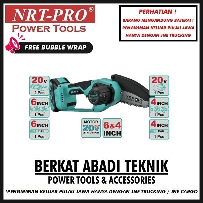 NRT-PRO CS100DC Mesin Cordless Mini Chainsaw 4" 6" Gergaji CS 100 DC