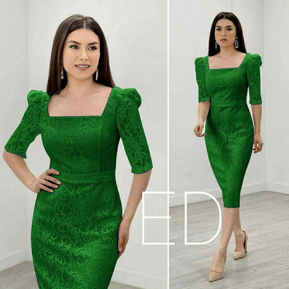 CR - Dress Brukat Span Melvina Brukat M L XL Dress Meiko Brukat Dress Wanita Terbaru Dress Natal Ang