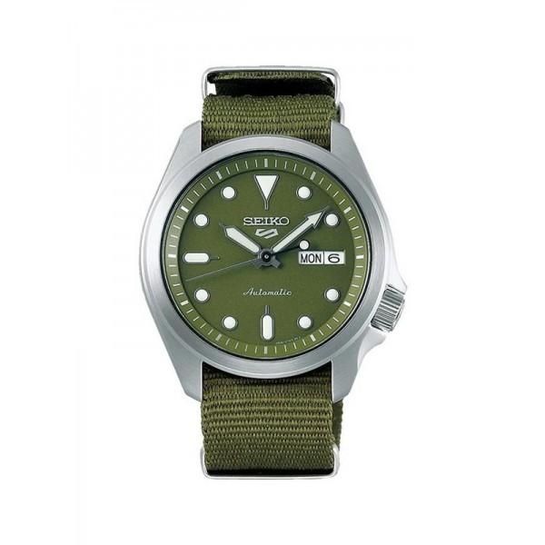 Jam Tangan Seiko 5 Sports Automatic Pria  Original Green Canvas SRPE65 K1