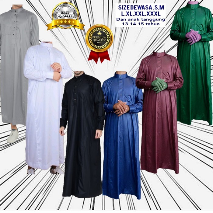TERMURAH jubah MANSET gamis pria gamis laki laki jubah laki laki JUBAH PRIA - HIJAU MANSET, 12-13 ma