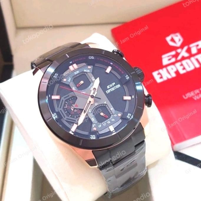 JAM TANGAN PRIA EXPEDITION E6828 E 6828 ORIGINAL BLACK ROSEGOLD