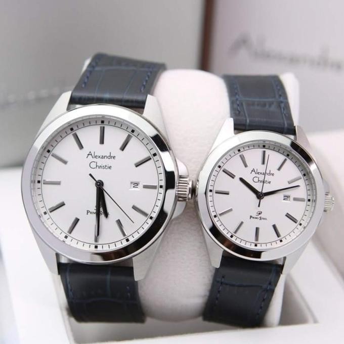 ALEXANDRE CHRISTIE AC1015 AC 1015 JAM TANGAN KULIT COUPLE WATCH ORI