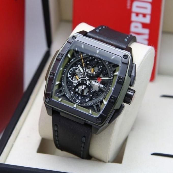EXPEDITION E6815 E 6815 BLACK GREEN JAM PRIA ORIGINAL LEATHER STRAP