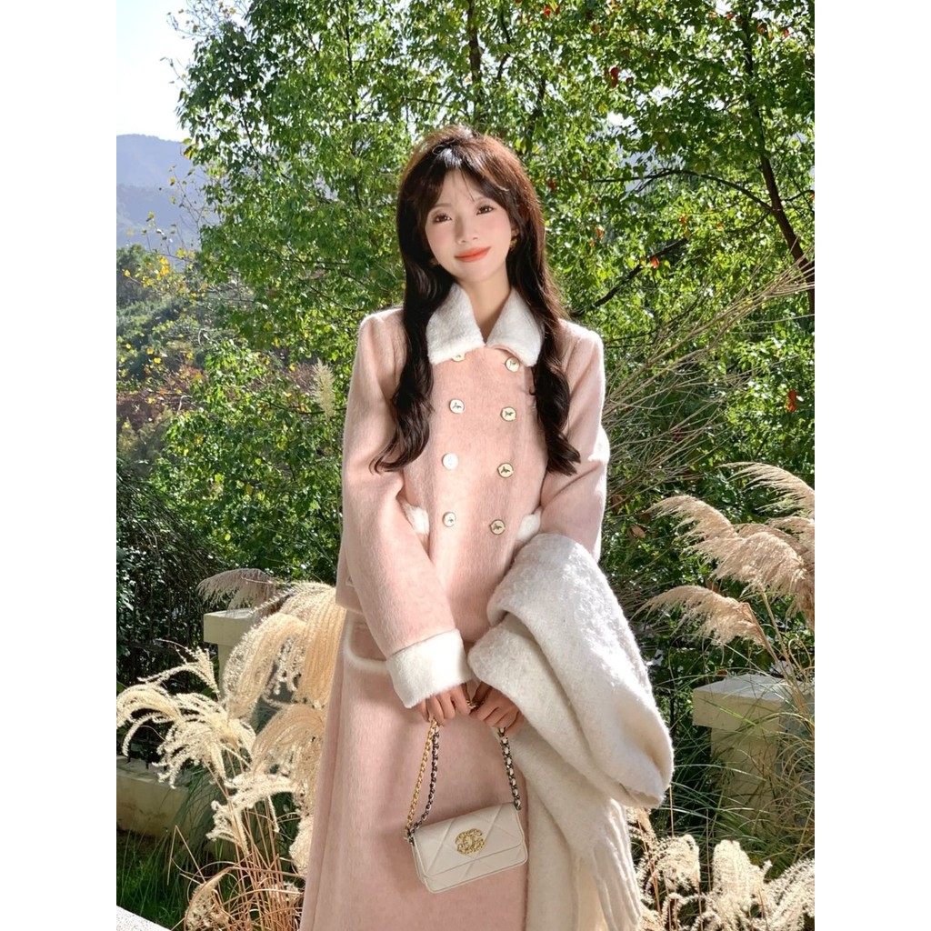 Gentle Secret Pink Thickened Two-Piece Suit Female French Style Temperament Ladies' Fashion Sweet Tr