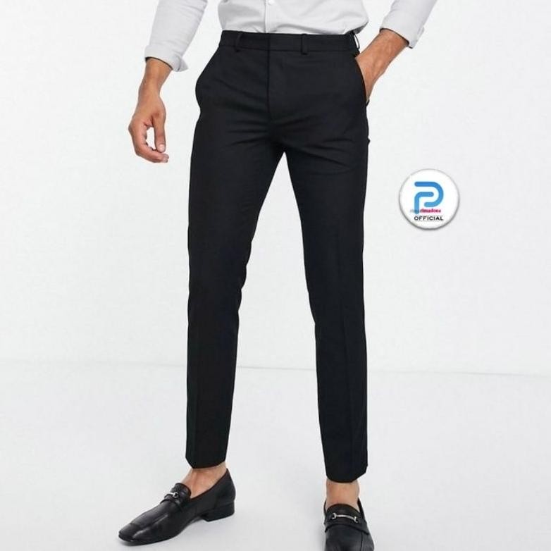 Celana Kantor Pria Celana Formal Celana Bahan Kain Kain Slimfit Slimfit Kantor Kain Hitam Bahan Kant