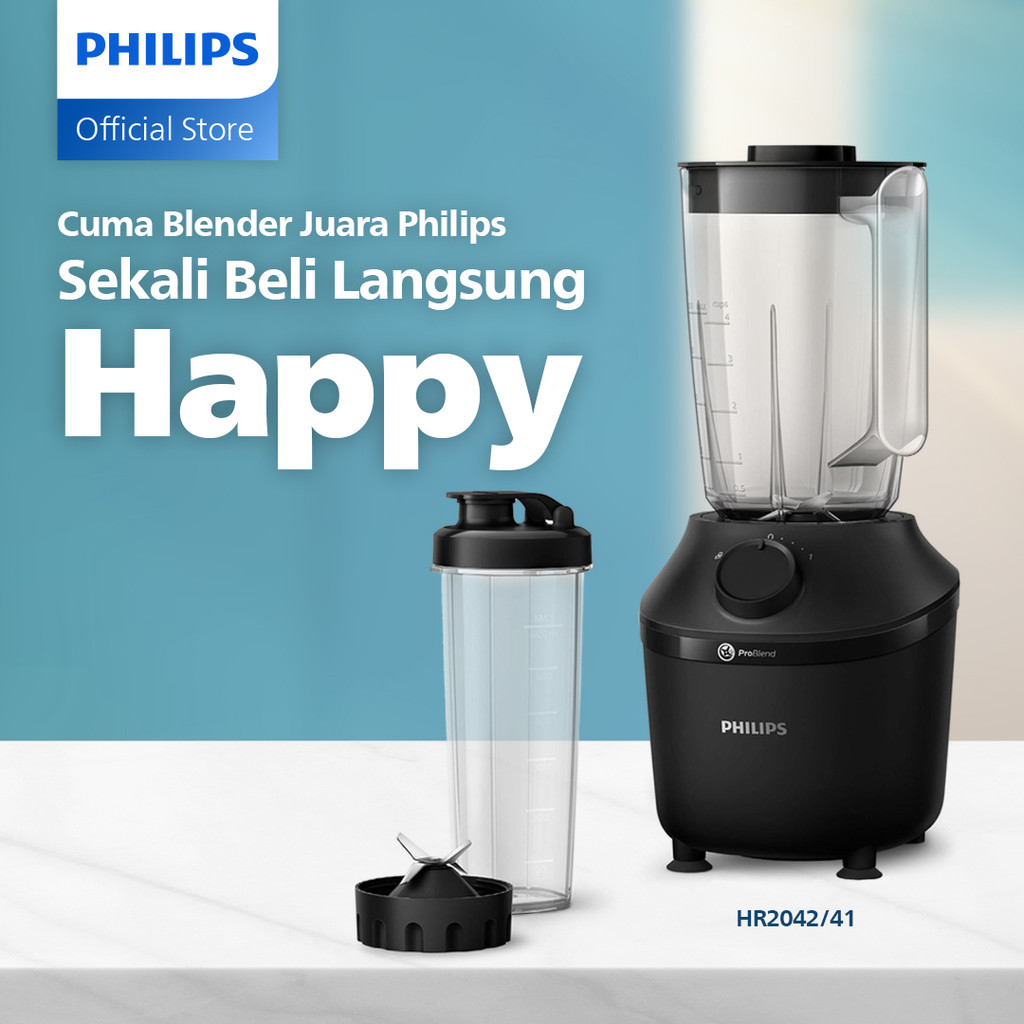 Blender Philips Plastik 1 Liter - 3000 series HR2042/41 - Blender Jus - Blender Juicer- Blender Terb