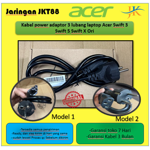 Kabel power adaptor 3 lubang laptop Acer Swift 3 Swift 5 Swift X Ori BEST SELLER