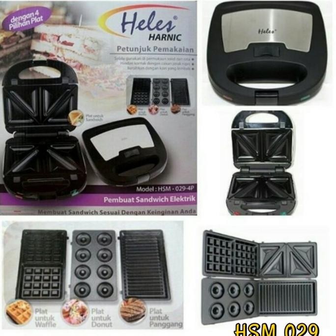 

TERSEDIA SANDWICH MAKER PEMANGGANG LISTRIKTOASTER 4 PLAT - HELES HARNIC HSM-029