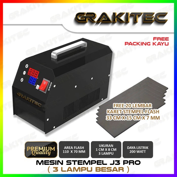 

Mesin Stempel Flash GKJ3PRO 3 Lampu Grakitec