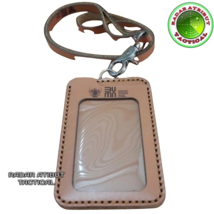 

Holder ID Card Kulit Asli - Tali Lanyard Nametag Logo BUMN
