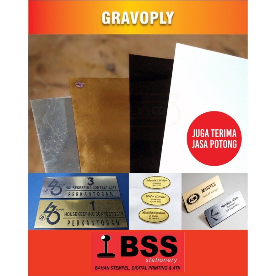 

Jual gravoply bahan name tag silver gold putih hitam 60x120 tebal 1.5m