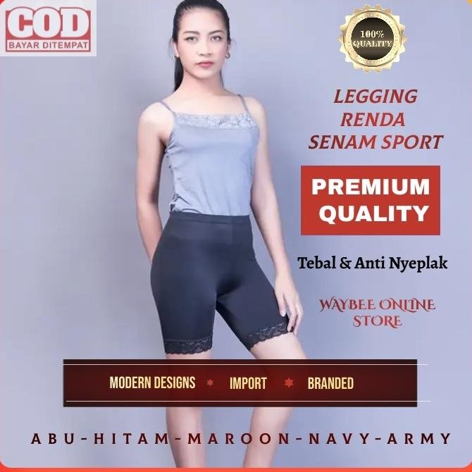 Celana Legging Leging Wanita Strit Renda Pendek Olahraga Premium Lejin BPS