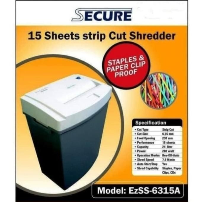 

TERSEDIA SECURE EZSS-6315A / PENGHANCUR KERTAS / PAPER SHREDDER EZSS 6315 A
