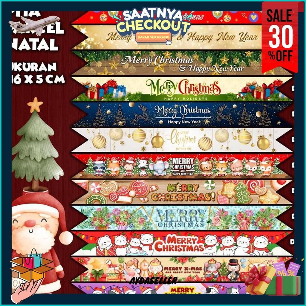 

Label Parcel / Pita Parcel / Paper Belt Selamat Natal Dan Tahun Baru - Merry Christmas And Happy New Year Murah