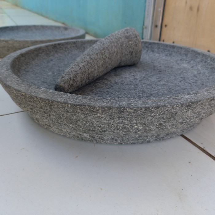 Cobek Batu Asli 36 cm/Cobek gado-gado + Ulekan