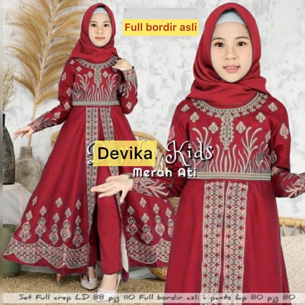 Baju Gas Anak Perempuan ( DIJAN FOTO ASLI ) Set Gas Anak Model India Full Bordir Asli Baju Lebaran A