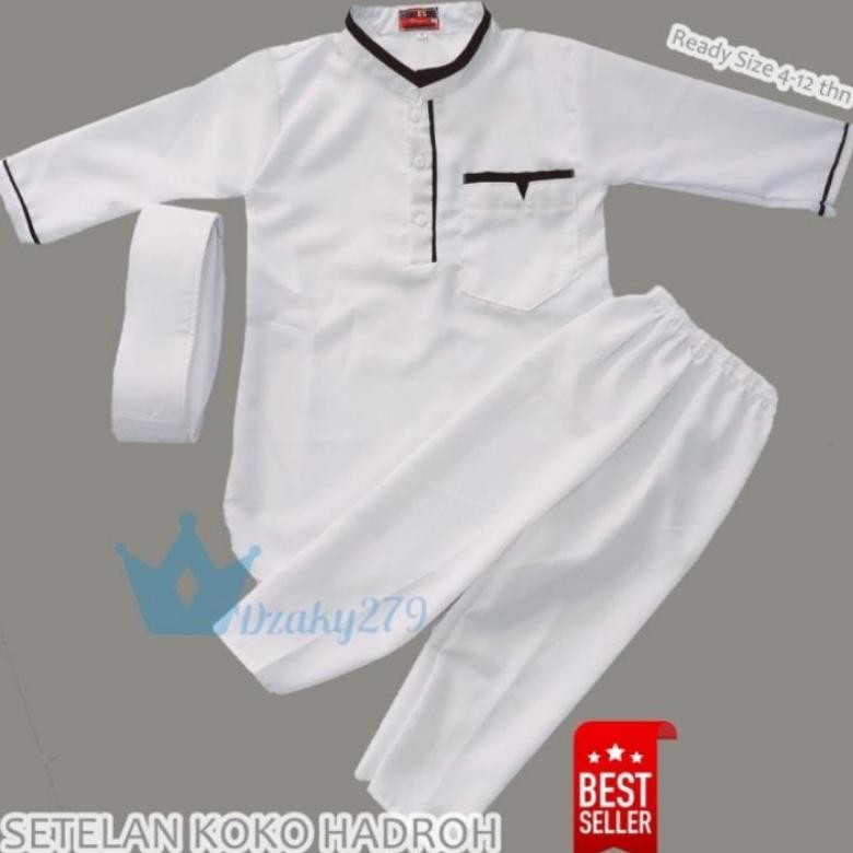 Baju Koko anak | Koko anak model HADROH | Koko Putih