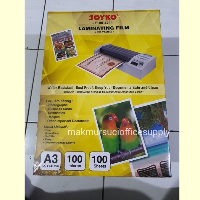 

TERMURAH - plastik plastic laminating joyko A3 100 micron