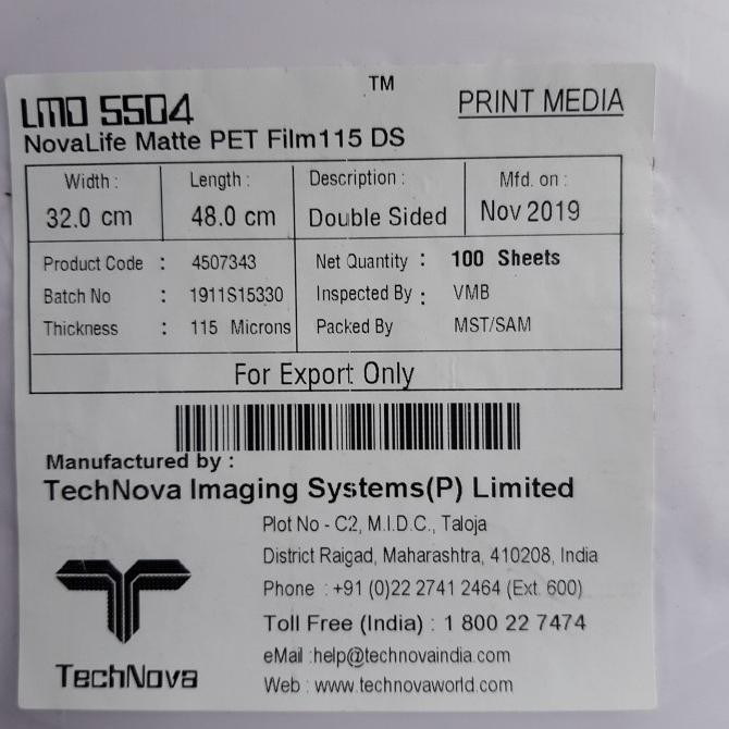 

TERBARU - Technova LMO 115 Micron Kertas Synthetic
