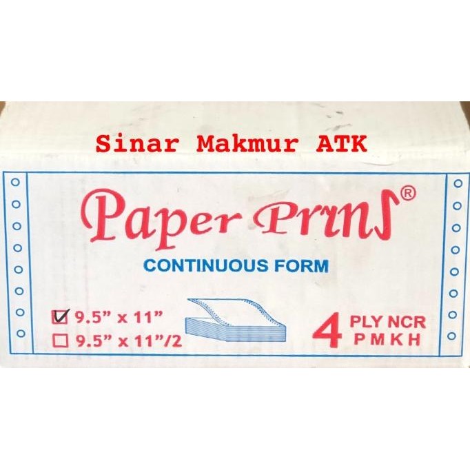 

TERLARIS - Continuous Form / Kertas Komputer Paper Prins 91/2x11 4 ply (K4)