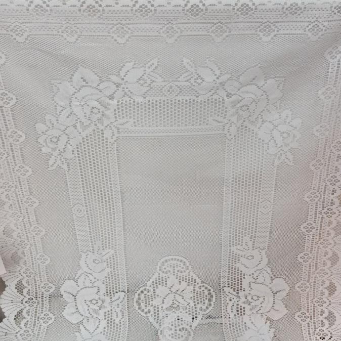 Renda Taplak Meja kain Segi Panjang 160x90 Putih gvs