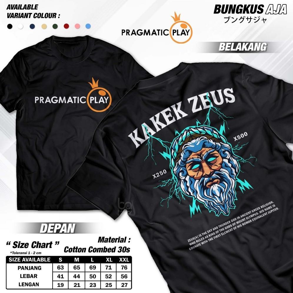 Kaos Zeus Gates Of Olympus Pragmatic Play T-Shirt Game Slot Kakek Zeus A2287