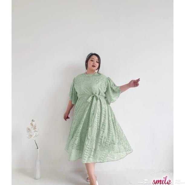 Jumbo Dress Pesta Wanita Shelena Brokat Malaika Ld 140