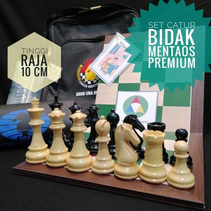 Set Mentaos Premium Raja 10 cm Papan Catur Bidak Kayu Standar PERCASI