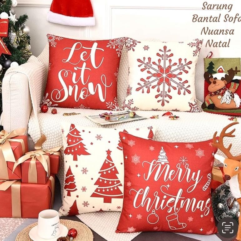 40 X 40 Cm Tanpa Bantal Sarung Bantal Sofa Nuansa Natal Lin Rami Hiasan Natal Dekorasi Natal Christm