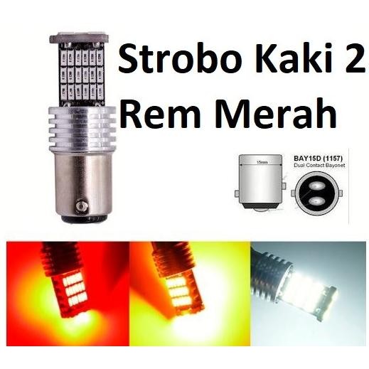 BEBAS ONGKIR - Lampu LED bayonet kaki 2 Rem 1157 BAY15D 45 SMD Strobo Mobil Motor