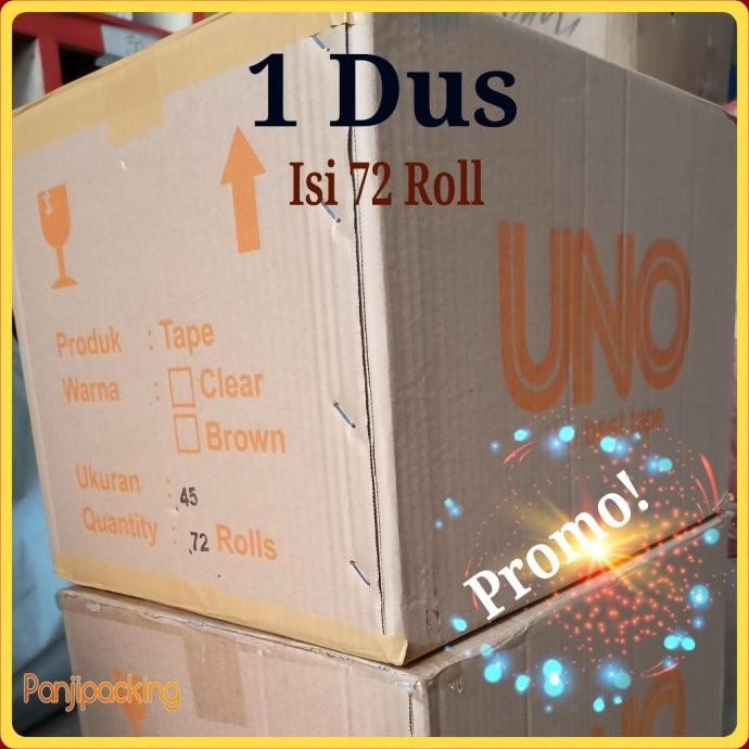 

NEW Lakban Bening / Coklat 1 dus 45mm x 50Y Solatip Murah Uno Bandung IPS